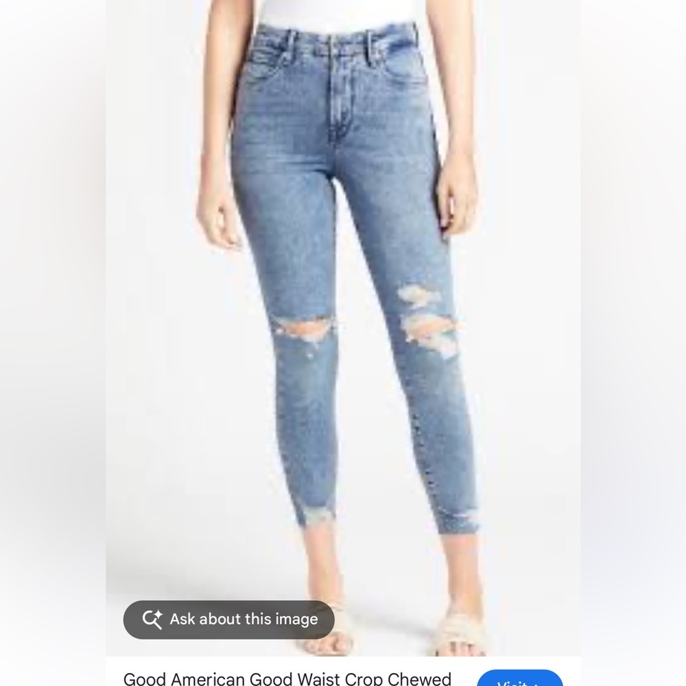 Good American Good Waist Crop Distressed Jeans NWT 26